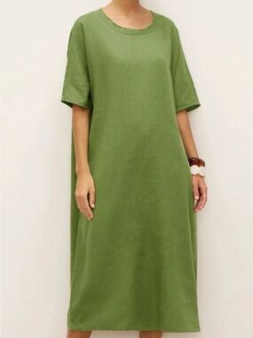 Easywear Relaxed Olive Green Midi Dress